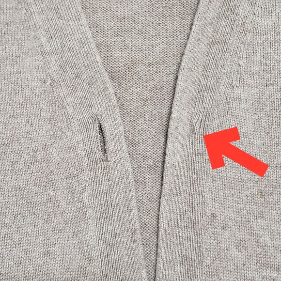 Theory Womens Cashmere Longlined Button Front Cardigan Oatmeal Sz Small *FLAW* - Picture 14 of 14